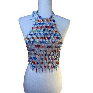 Nasty Gal‎ Gem Halter neck fringe top